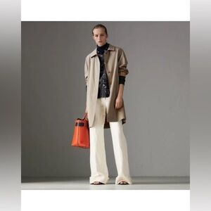 Burberry Womens Car Coat Nova Check Plaid Sz 12 R‎ Cream